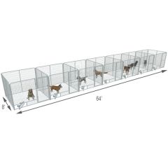 8' X 8' Multiple PRO Full Stall Dog Kennels x8