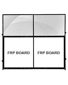 Single 8' X 7' Luxury Glass-Top White FRP-Bottom Wall Partition Panel 