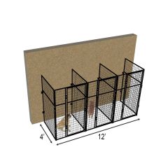  4' X 4' Multiple 7' Tall No Back Dog Kennels x3