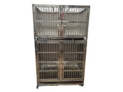 2 Units – 1-Door Eco Tuff Stainless Steel Cage Bank w/ Wheels