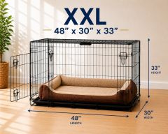 XXL Dog Crate with Plush Bed – 48" x 30" x 33"