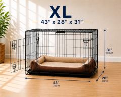 XL Dog Crate with Plush Bed – 43" x 28" x 31"