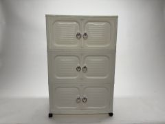 3-Tier Plastic Collapsible Storage Cabinet on Wheels 