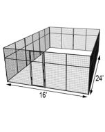 16' X 24' Basic 7' Tall Wire Kennel (Powder-Coated)