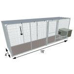 4' X 16' K9 Condo PRO Dog Kennel & Cube Dog House (Complete)