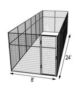 8' X 24' Basic 7' Tall Wire Kennel (Powder-Coated)