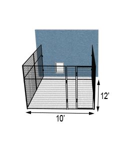 10' X 12 Three Sided Basic 7' Tall Wire Dog Kennel 	