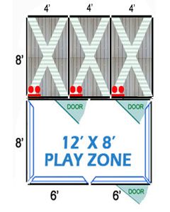 12' X 8' Complete Playzone W/Multiple 4' X 8' PRO Dog Kennels X3	