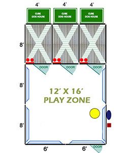 12' X 16' Ultimate Playzone W/Multiple 4' X 8' PRO Dog Kennels X3 & Cube Dog Houses 
