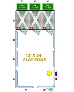 12' X 24' Ultimate Playzone W/Multiple 4' X 8' PRO Dog Kennels X3 & Cube Dog Houses 	