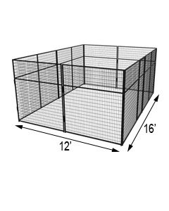 12' X 16' Basic 7' Tall Wire Kennel (Powder-Coated)