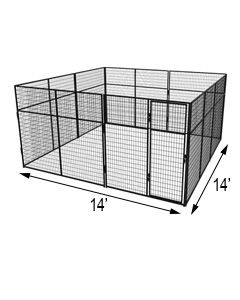 14' X 14' Basic 7' Tall Wire Kennel (Powder-Coated)