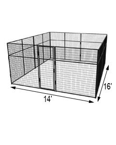 14' X 16' Basic 7' Tall Wire Kennel (Powder-Coated)