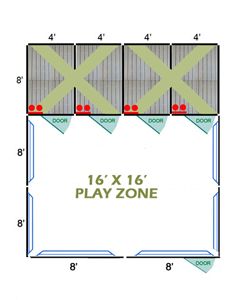 16' X 16' Complete Playzone W/Multiple 4' X 8' PRO Dog Kennels X4	