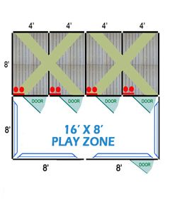 16' X 8' Complete Playzone W/Multiple 4' X 8' PRO Dog Kennels X4	
