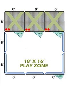 18' X 16' Complete Playzone W/Multiple 6' X 8' PRO Dog Kennels X3	