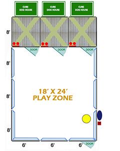 18' X 24' Ultimate Playzone W/Multiple 6' X 8' PRO Dog Kennels X3 & Cube Dog Houses	