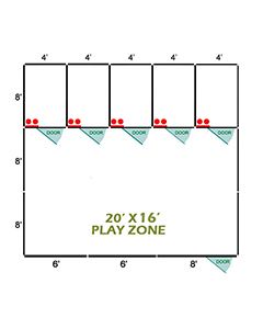 20' X 16' Basic Playzone W/Multiple 4' X 8' PRO Dog Kennels X5	