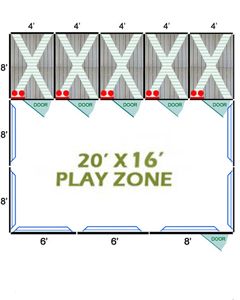 20' X 16' Complete  Playzone W/Multiple 4' X 8' PRO Dog Kennels X5	