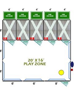 20' X 16' Ultimate Playzone W/Multiple 4' X 8' PRO Dog Kennels X5 & Cube Dog Houses 