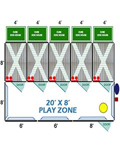 20' X 8' Ultimate Playzone W/Multiple 4' X 8' PRO Dog Kennels X5 & Cube Dog Houses 