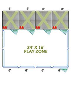 24' X 16' Complete Playzone W/Multiple 6' X 8' PRO Dog Kennels X4	