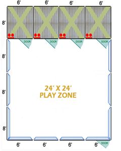 24' X 24' Complete Playzone W/Multiple 6' X 8' PRO Dog Kennels X4	