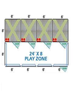 24' X 8' Complete Playzone W/Multiple 6' X 8' PRO Dog Kennels X4	