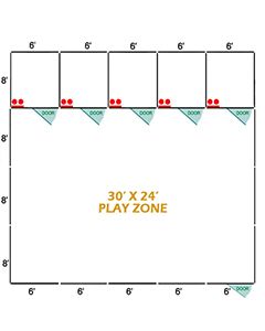 30' X 24' Basic Playzone W/Multiple 6' X 8' PRO Dog Kennels X5	