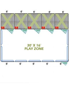 30' X 16' Complete Playzone W/Multiple 6' X 8' PRO Dog Kennels X5	