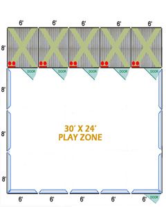30' X 24' Complete Playzone W/Multiple 6' X 8' PRO Dog Kennels X5	
