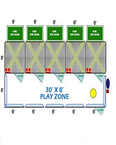 30' X 8' Ultimate Basic Playzone W/Multiple 6' X 8' PRO Dog Kennels X5 & Cube Dog Houses 