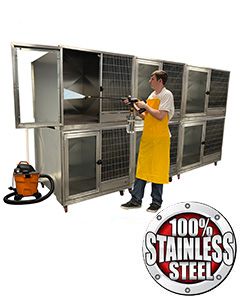 Quick N Clean Double Stack Stainless Steel Kennel (Triple Units)