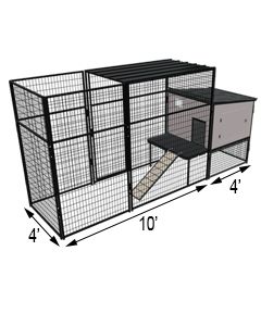 K9 Kennel Castle With 4' X 10' X 7' Tall Run & Metal Top (Basic) 