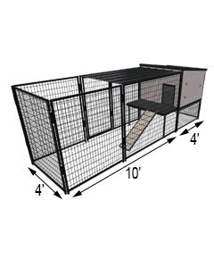 K9 Kennel Castle With 4' X 10' X 5' Tall Run & Metal Top (Basic) 