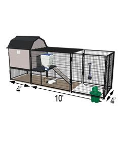 K9 Kennel Barn With 4' X 10' X 5' Tall Run & Metal Cover (Ultimate)