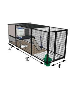 K9 Kennel Castle With 4' X 10' X 5' Tall Run & Metal Cover (Ultimate)