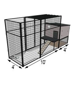 K9 Kennel Castle With 4' X 10' X 7' Tall Run & Metal Cover (Complete) 