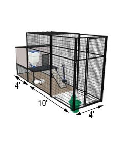 K9 Kennel Castle With 4' X 10' X 7' Tall Run & Metal Cover (Ultimate)