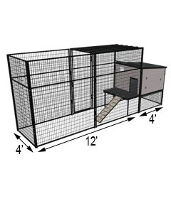 K9 Kennel Castle With 4' X 12' X 7' Tall Run & Metal Cover (Basic) 