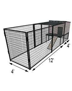 K9 Kennel Castle With 4' X 12' X 5' Tall Run & Metal Cover (Basic) 