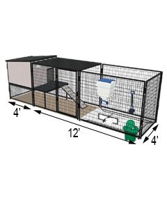K9 Kennel Castle With 4' X 12' X 5' Tall Run & Metal Cover (Ultimate)