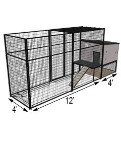 K9 Kennel Castle With 4' X 12' X 7' Tall Run & Meal Cover (Complete) 
