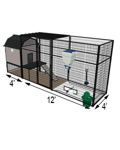 K9 Kennel Barn With 4' X 12' X 7' Tall Run & Metal Cover (Ultimate)