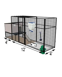 K9 Kennel Castle With 4' X 12' X 7' Tall Run & Metal Cover (Ultimate)