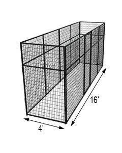 4' X 16' Basic 7' Tall Wire Kennel (Powder-Coated)