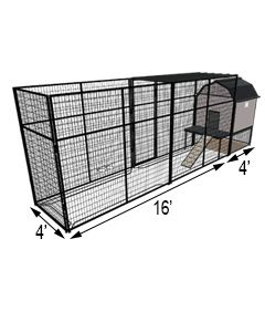 K9 Kennel Barn With 4' X 16' X 7' Tall Run & Metal Cover (Complete) 