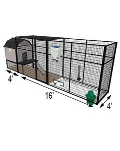 K9 Kennel Barn With 4' X 16' X 7' Tall Run & Metal Cover (Ultimate)