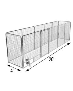 4' X 20' Basic Dog Kennel Pro (Galvanized)