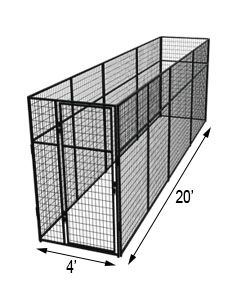 4' X 20' Basic 7' Tall Wire Kennel (Powder-Coated)